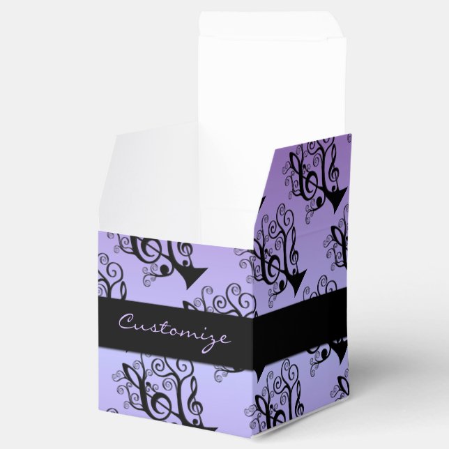 Black & Purple Music Treble Clef Tree Cube Box (Opened)