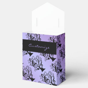 Black & Purple Music Treble Clef Tree Favor Box