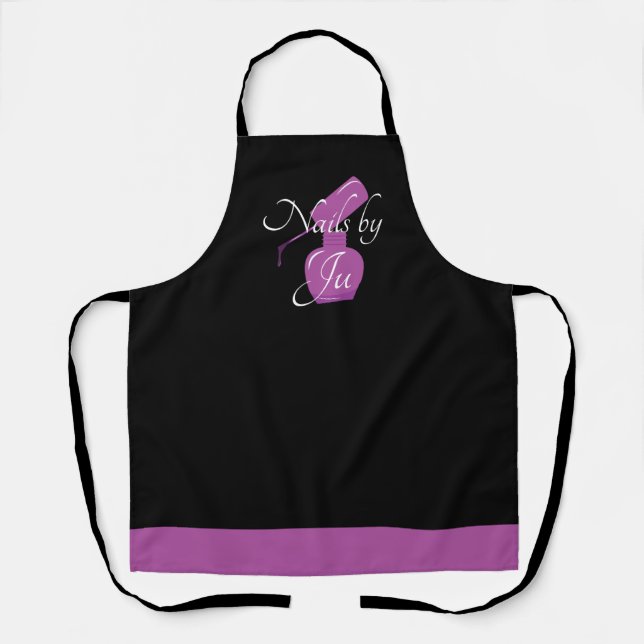 Black & Purple Nail Polish Personalized Apron (Front)