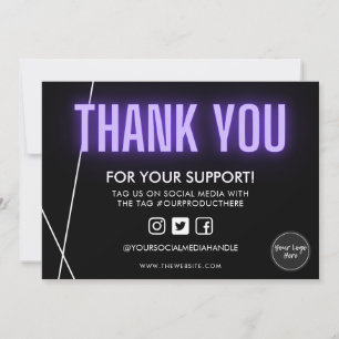 Black Purple Neon Thank You Logo Media Insert Invitation