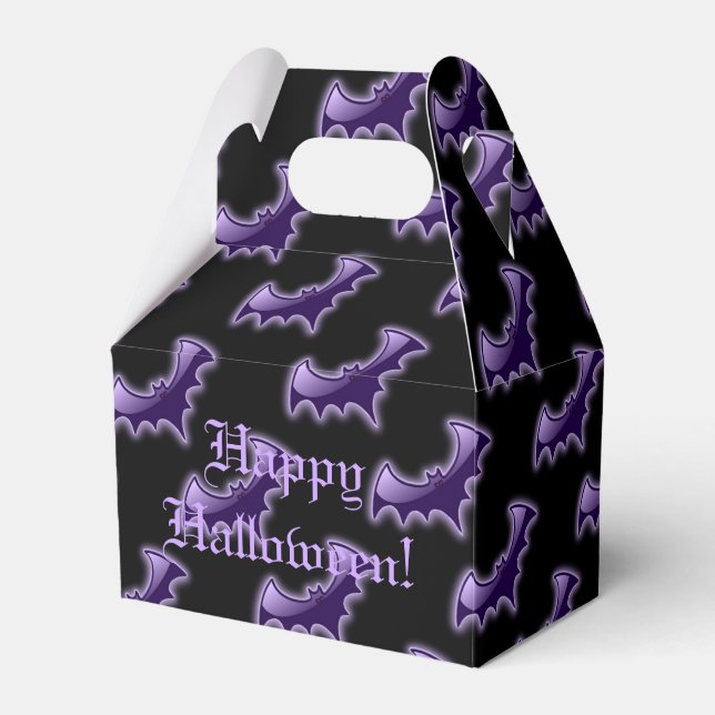 Black & Purple Night Wing Bats Gable Favor Box (Front Side)