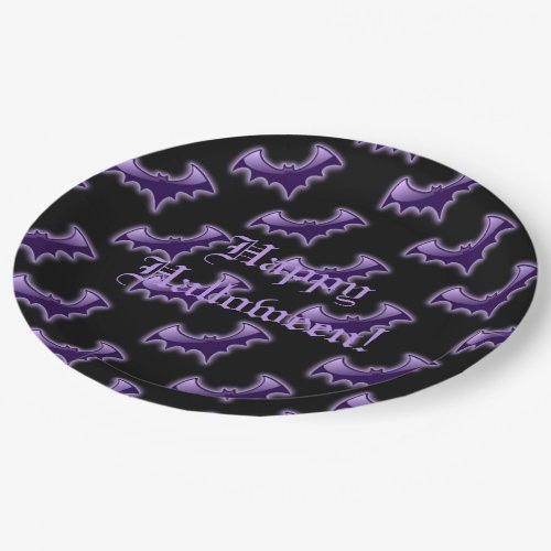 Black  Purple Night Wing Bats Paper Plates