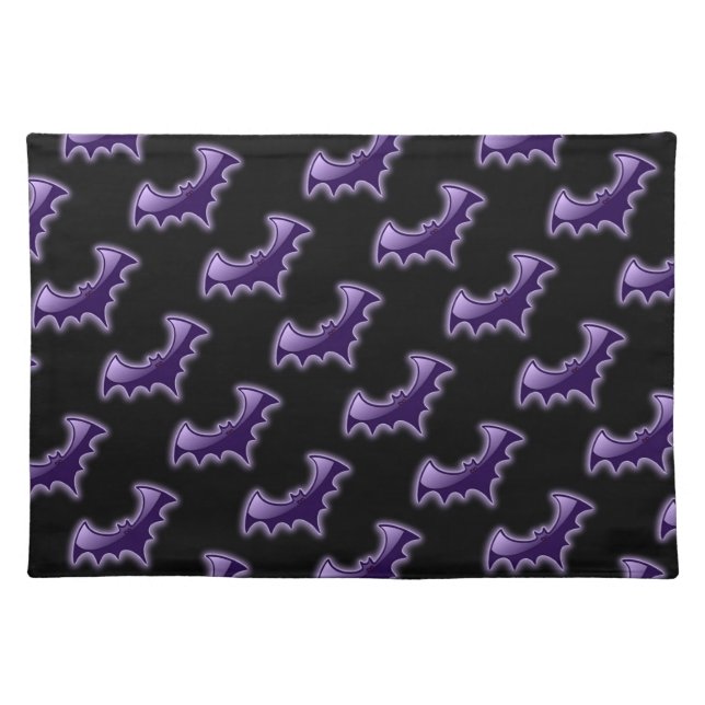Black & Purple Night Wing Bats Placemat (Front)