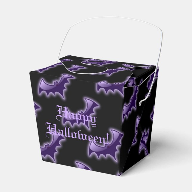 Black & Purple Night Wing Bats Take-Out Favor Box (Front Side)