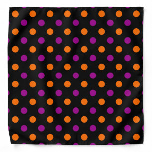 Black Purple Orange Polka Dot Pattern Bandana