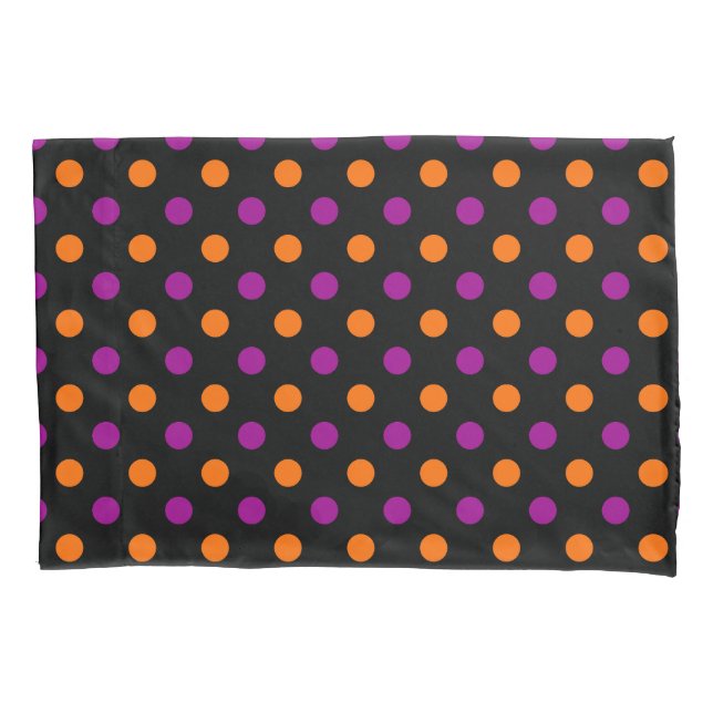 Black Purple Orange Polka Dot Pattern Pillow Case (Front)
