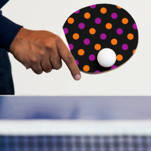 Black Purple Orange Polka Dot Pattern Ping Pong Paddle