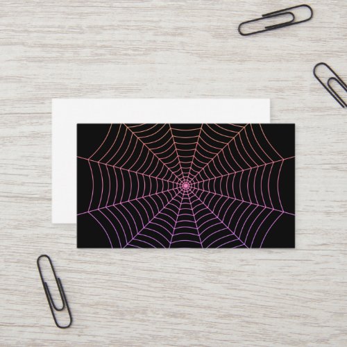 Black Purple orange spider web Halloween pattern Business Card