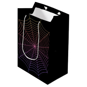 Black purple orange spider web Halloween pattern Medium Gift Bag