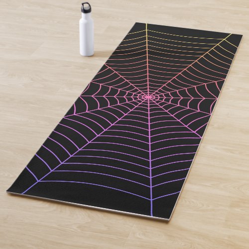 Black purple orange spider web Halloween pattern Yoga Mat