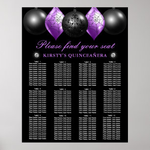 Black & Purple Ornaments Quinceanera Seating Chart