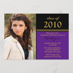 Black & Purple Photo Graduation Invitation