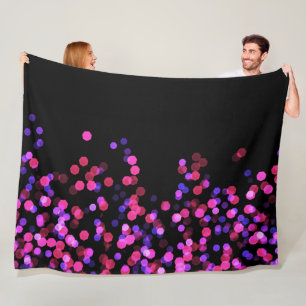 Black Purple Pink Bokeh Lights Fleece Blanket