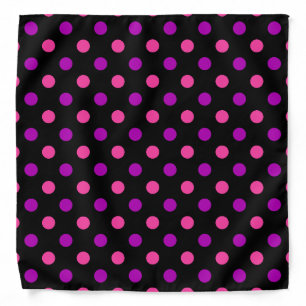 Black Purple Pink Polka Dots Pattern  Bandana