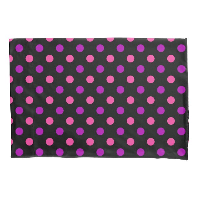 Black Purple Pink Polka Dots Pattern  Pillow Case (Front)