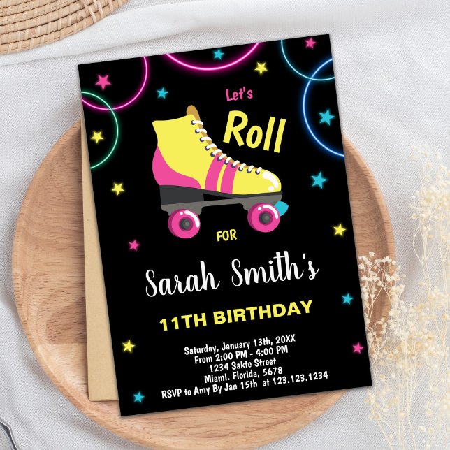 Black Purple Pink Roller skating invitations (Black Purple Pink Roller skating invitations)