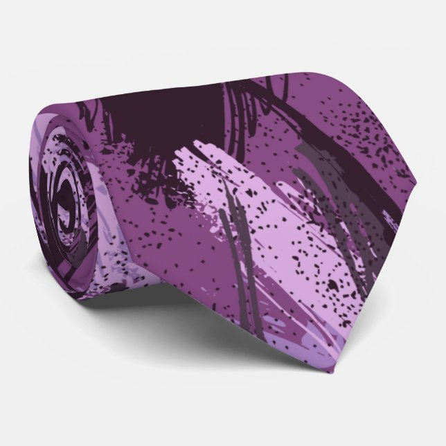 Black Purple Plum Lavender Camouflage Neck Tie (Rolled)