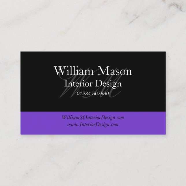 Black & Purple Professional Business Card (Front)