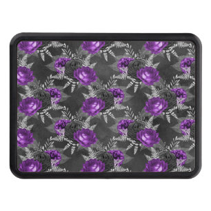 Black Purple Roses Silver Leaves Dark Garden Hitch Cover