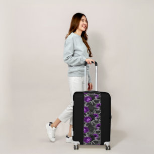 Black Purple Roses Silver Leaves Dark Garden Luggage