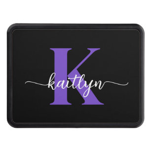 Black Purple Script Monogram Hitch Cover