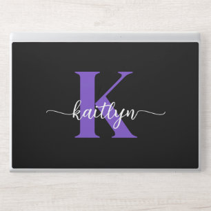 Black Purple Script Monogram HP Laptop Skin