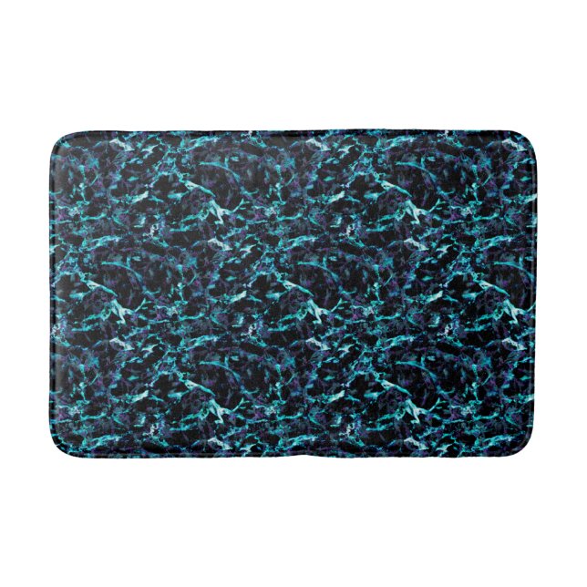 Black Purple & Shocking Electric Aqua Blue Bath Mat (Front)