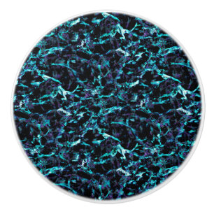 Black Purple & Shocking Electric Aqua Blue Ceramic Knob