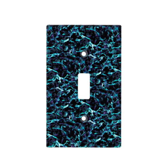 Black Purple & Shocking Electric Aqua Blue Light Switch Cover (Front)