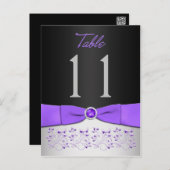 Black, Purple, Silver Floral Table Number Postcard (Front/Back)
