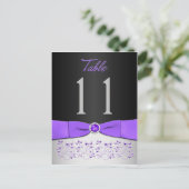 Black, Purple, Silver Floral Table Number Postcard (Standing Front)