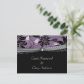 Black Purple Silver Save The Date Announcement Postcard (Standing Front)