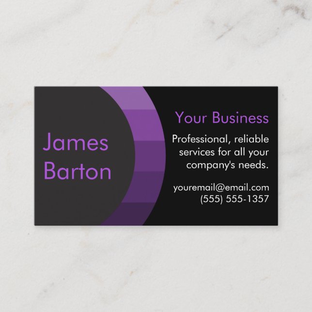 Black Purple Simple Gradient Modern Professional Business Card (Front)