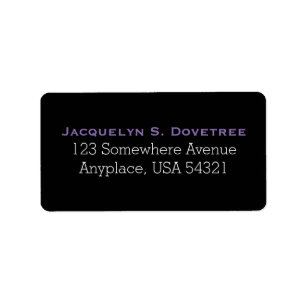 Black Purple Simple Plain Address Labels