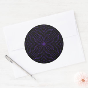 Black purple spider web Halloween pattern Classic Round Sticker