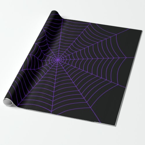 Black purple spider web Halloween pattern Wrapping Paper