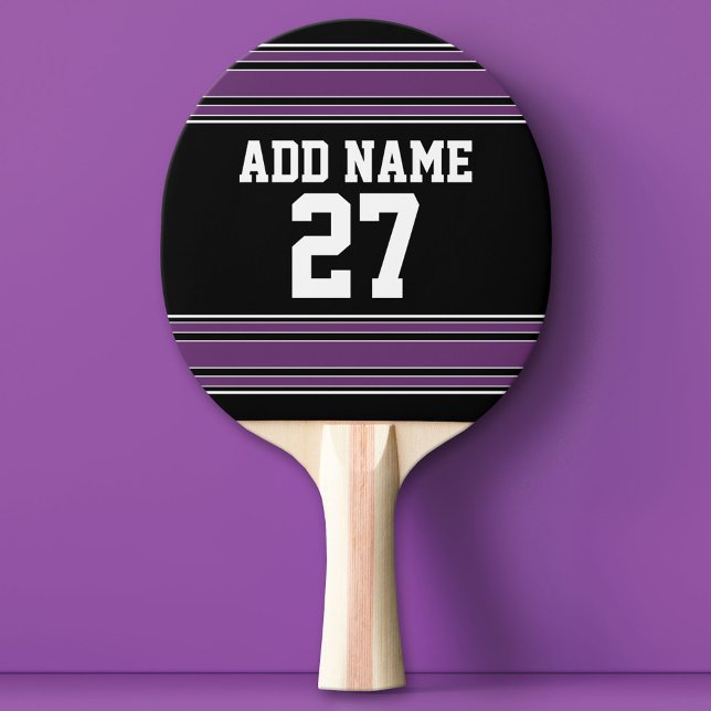 Black Purple Sports Jersey with Your Name & Number Ping-Pong Paddle (Custom Ping Pong Paddle with a Sports Theme)