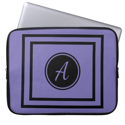 Black  Purple Square Custom Monogram Laptop Case