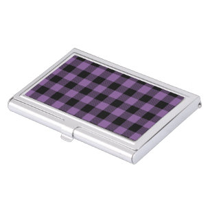 Black & Purple Squared Minimal Abstract Pattern Business Card Case