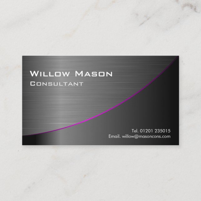 Black Purple Steel Curved, Business Card (Front)