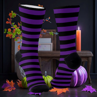 Black & Purple Striped Socks