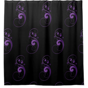 Black & Purple Swirl Shower Curtain