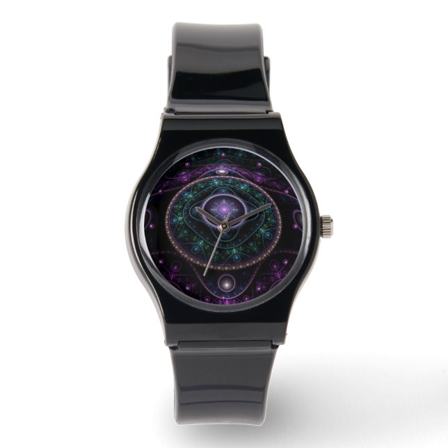 Black Purple Teal Glow Magic Sphere Watch (Front)