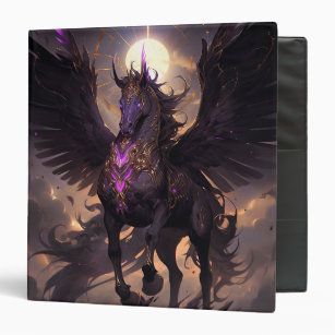 Black Purple Unicorn Fantasy Art 3 Ring Binder