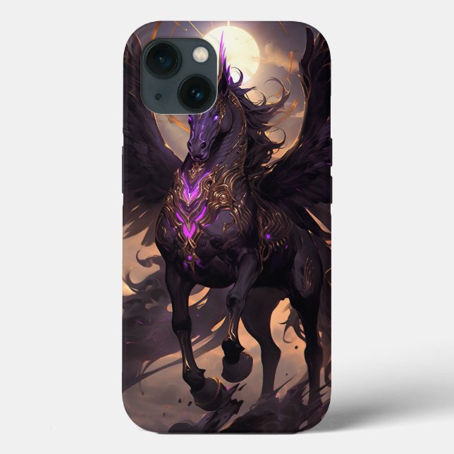 Black Purple Unicorn Fantasy Art Case-Mate iPhone Case (Back)