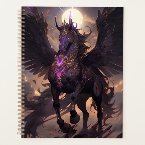 Black Purple Unicorn Fantasy Art Planner