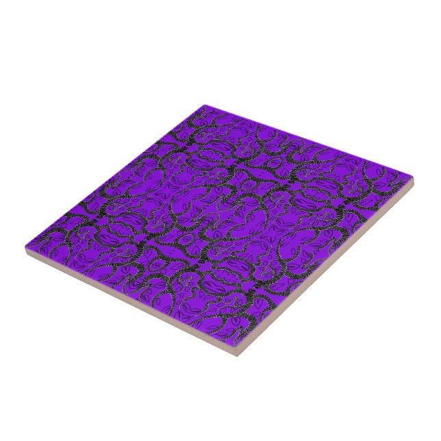 Black & Purple - Unique - Customizable - Add Color Ceramic Tile (Side)
