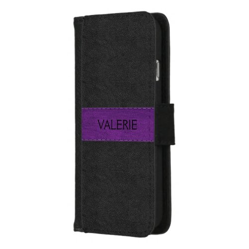 Black  Purple Vintage Leather Monogram iPhone 87 Wallet Case
