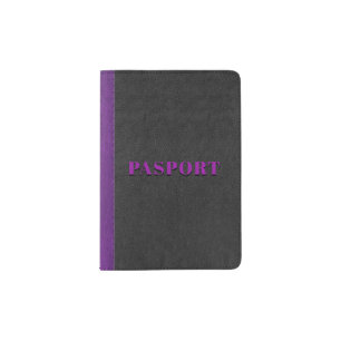 Black & Purple Vintage Leather Passport Holder