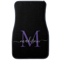 Black Purple Violet Monogram Elegant Girly Script